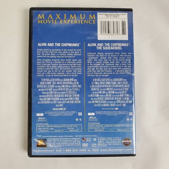 Alvin and the Chipmunks + The Squeakquel DVD Double Feature 2-Disc Set - Picture 4 of 4